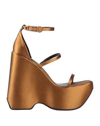 VERSACE Sandals Camel Textile fibres, Soft Leather