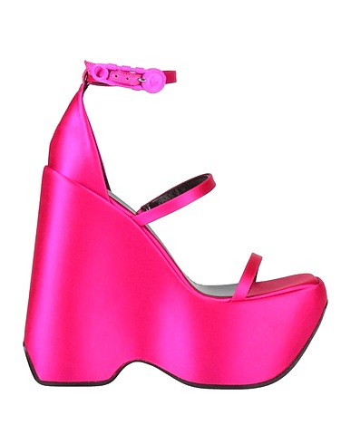 VERSACE Sandals Fuchsia Textile fibres, Soft Leather