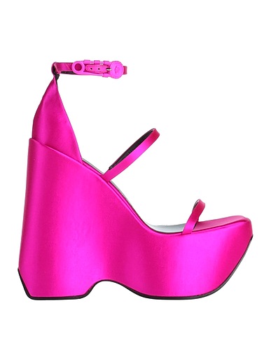 VERSACE Sandals Magenta Textile fibres, Soft Leather