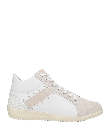 GEOX Sneakers White Leather, Textile fibers