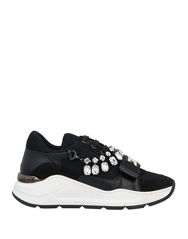 ELISABETTA FRANCHI Sneakers Black Leather, Textile fibers