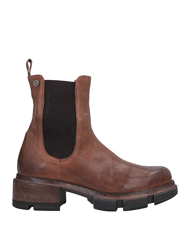 O.X.S. Ankle boot Brown Leather, Textile fibers