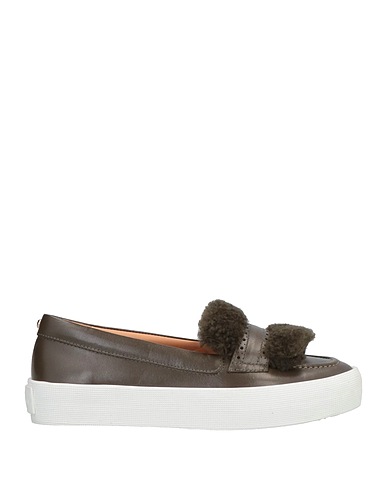 LONGCHAMP Loafers Military green Soft Leather