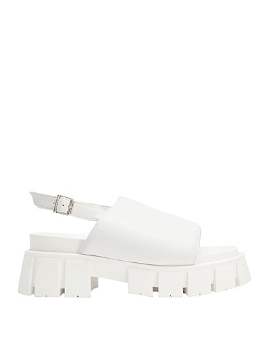 8 by YOOX Sandals LEATHER CHUNKY SANDALS White 100% Ovine leather