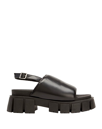8 by YOOX Sandals LEATHER CHUNKY SANDALS Black 100% Ovine leather