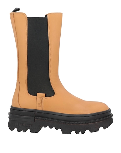 REPLAY Ankle boot Camel Leather, Textile fibers