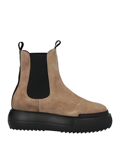 ED PARRISH Ankle boot Light brown Leather, Textile fibers