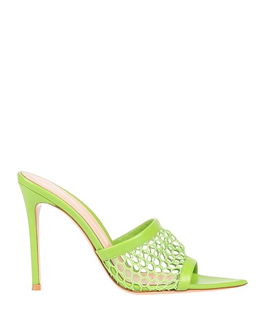 GIANVITO ROSSI Sandals Lime green Textile fibres, Leather
