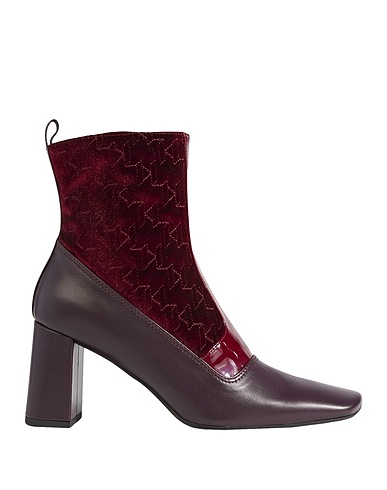 KARL LAGERFELD Ankle boot Burgundy Soft Leather, Textile fibers