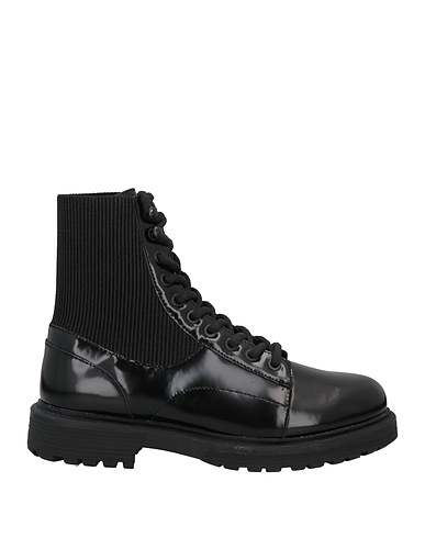 DIESEL Ankle boot Black Leather, Textile fibres