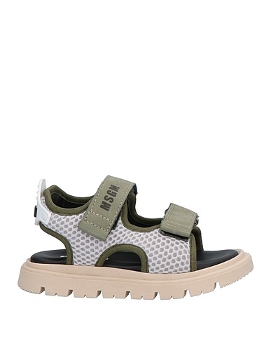 MSGM Sandals Military green Soft Leather, Textile fibers