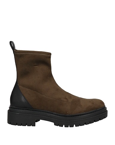 MICHAEL MICHAEL KORS Ankle boot Brown Leather, Textile fibres