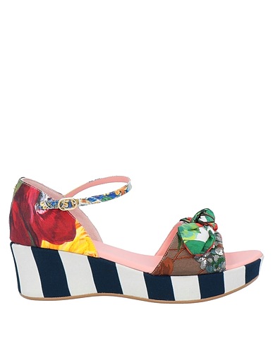 DOLCE&GABBANA Sandalia Blanco Fibras textiles, Piel