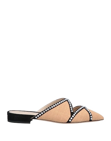 MIA BECAR Mules and clogs Black Leather, Textile fibres