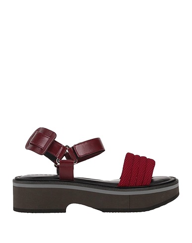 CLERGERIE Sandals Burgundy Lambskin, Textile fibers