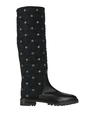 ALBERTA FERRETTI Boots Black Soft Leather, Textile fibres