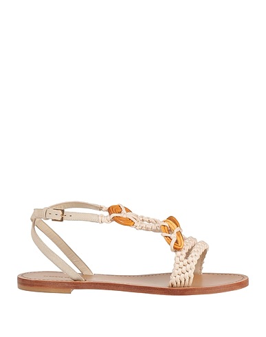 ALBERTA FERRETTI Sandals Off white Leather, Textile fibers