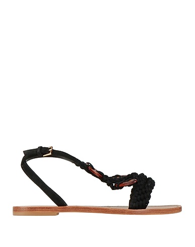 ALBERTA FERRETTI Sandals Black Leather, Textile fibres