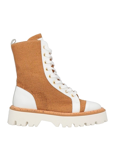 CAMERLENGO Ankle boot Camel Textile fibres, Leather