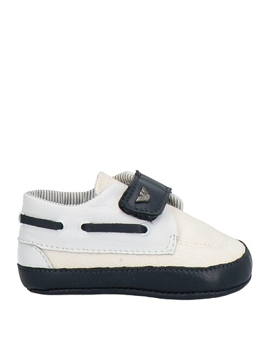 EMPORIO ARMANI Newborn shoes Ivory Soft Leather, Textile fibers