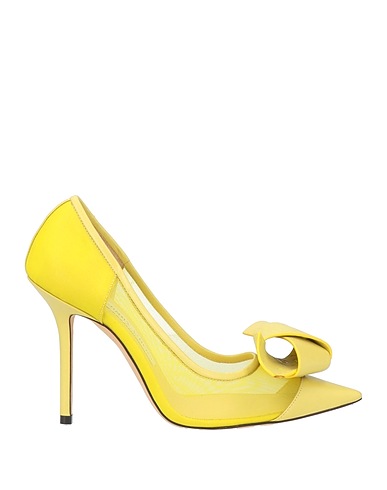 JIMMY CHOO Escarpins Jaune Cuir, Autres fibres