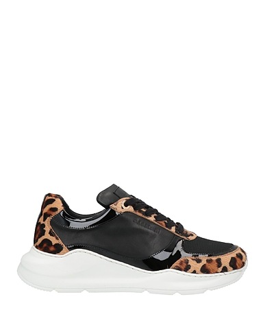 TESTONI Sneakers Black Leather, Textile fibers