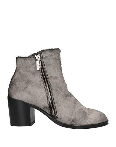 JO GHOST Ankle boot Grey Leather, Textile fibers