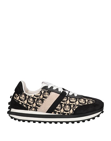 FERRAGAMO Sneakers Black Calfskin, Textile fibers