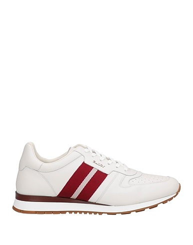 BALLY Sneakers White Calfskin, Elastic fibres
