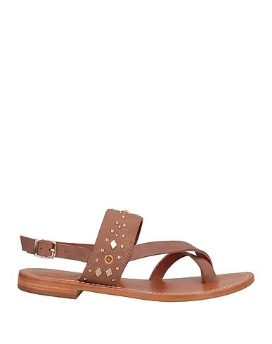 COULEUR POURPRE Flip flops Khaki Soft Leather