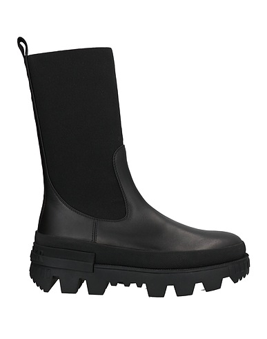 MONCLER Ankle boot Black Soft Leather, Textile fibres