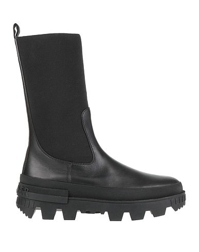 MONCLER Stiefelette Schwarz Leder, Gewebefasern