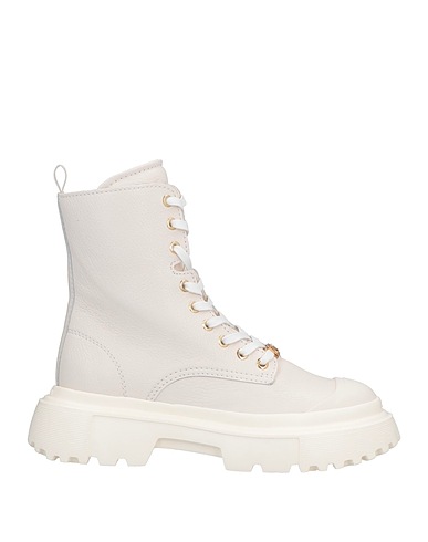 HOGAN Ankle boot White Leather, Textile fibres