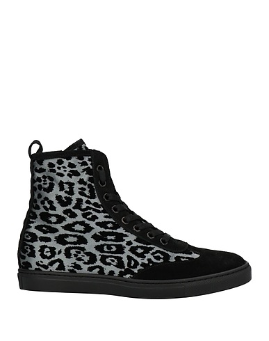 GALLIANO Sneakers Black Leather, Textile fibres