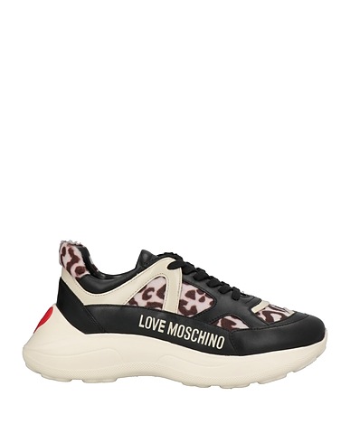 LOVE MOSCHINO Sneakers Black Leather, Textile fibres