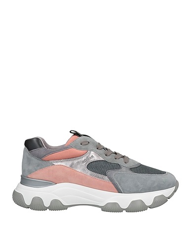 HOGAN Sneakers Grey Leather, Textile fibres