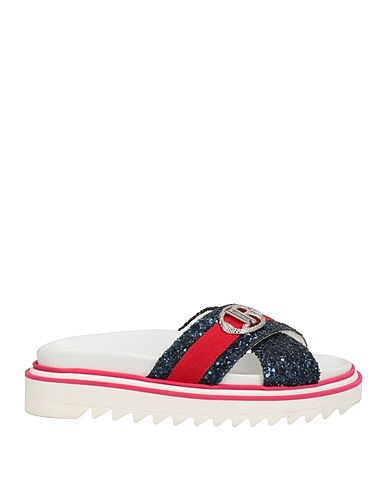 JOHN RICHMOND Sandals Blue Leather, Textile fibers