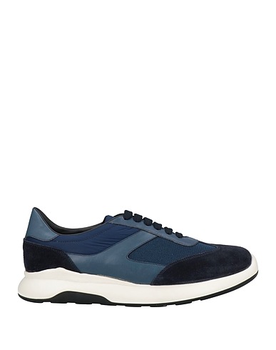 BRIAN CRESS Sneakers Slate blue Soft Leather, Textile fibres