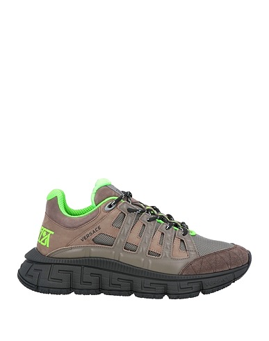 VERSACE Sneakers Khaki Calfskin, Textile fibres