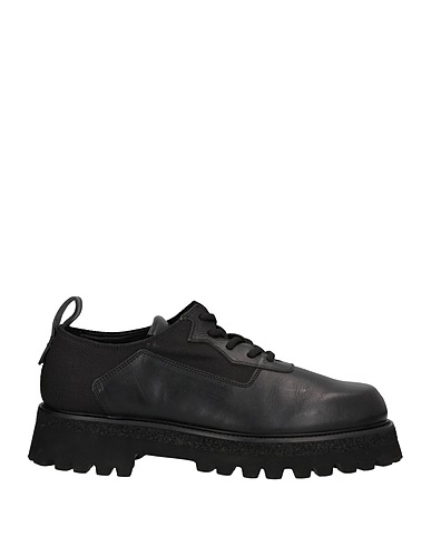 RARE Laced shoes Black Soft Leather, Textile fibers