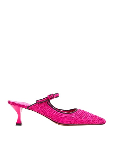 8 by YOOX Mules und Clogs RAFFIA MID-HEEL POINTY MULES
 Fuchsia 100% Naturbast