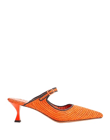 8 by YOOX Mules und Clogs RAFFIA MID-HEEL POINTY MULES
 Orange 100% Naturbast
