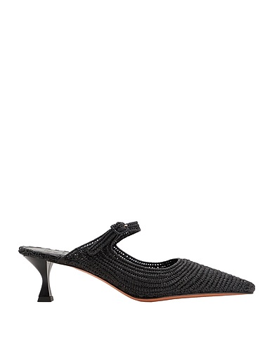 8 by YOOX Mules and clogs RAFFIA MID-HEEL POINTY MULES
 Black 100% Natural raffia