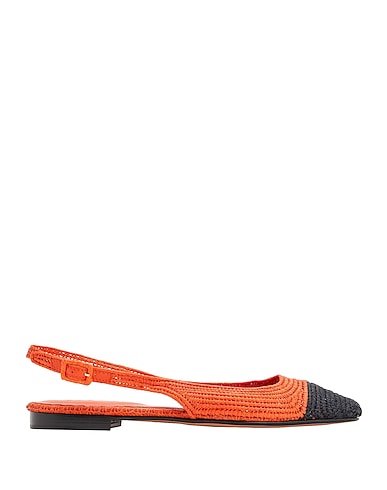 8 by YOOX Scarpe RAFFIA SLINGBACK FLAT PUMPS
 Arancione 100% Rafia naturale