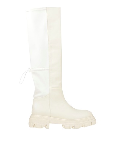 GIA BORGHINI Boots White Soft Leather, Textile fibers
