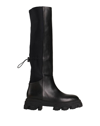 GIA BORGHINI Boots Black Soft Leather, Textile fibres