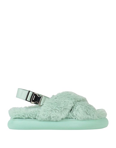 MONCLER Sandals Light green Polyester, Lambskin