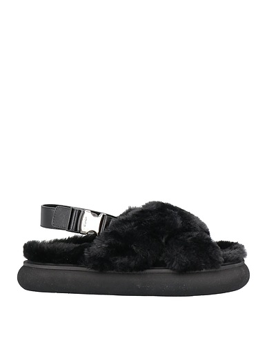 MONCLER Sandali Nero Poliestere, Pelle di agnello