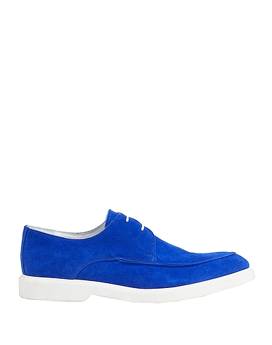 8 by YOOX Laced shoes SUEDE DERBY SHOES
 Bright blue 100% Calfskin