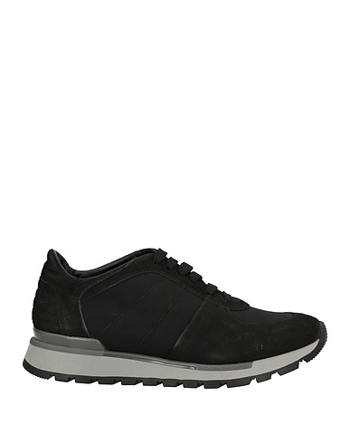BRIAN CRESS Sneakers Black Leather, Textile fibers